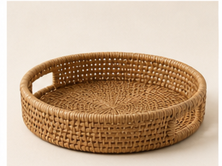 Round Wicker Serving Tray